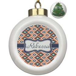 Tribal Ceramic Ball Ornament - Christmas Tree (Personalized)