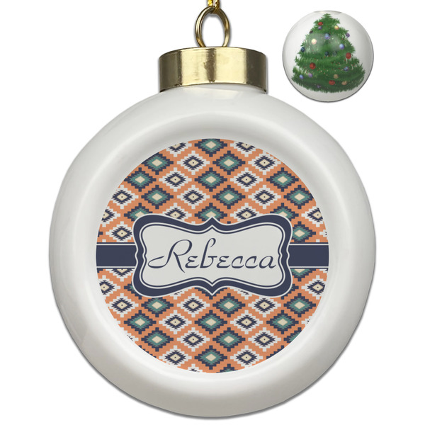 Custom Tribal Ceramic Ball Ornament - Christmas Tree (Personalized)