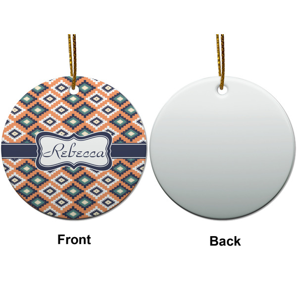 Tribal Ceramic Flat Ornament - Circle Front & Back (APPROVAL)