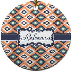 Tribal Round Ceramic Ornament w/ Name or Text