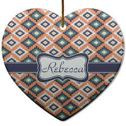 Tribal Heart Ceramic Ornament w/ Name or Text
