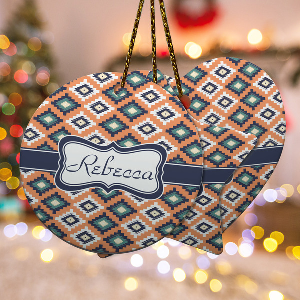 Custom Tribal Ceramic Ornament w/ Name or Text