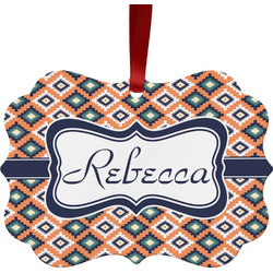 Tribal Metal Frame Ornament - Double Sided w/ Name or Text