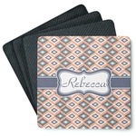Tribal Square Rubber Backed Coasters - Set of 4 (Personalized)