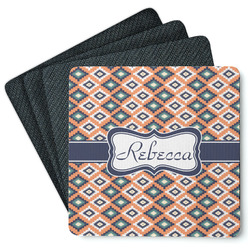 Tribal Square Rubber Backed Coasters - Set of 4 (Personalized)