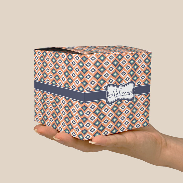 Tribal Cube Favor Gift Box - On Hand - Scale View