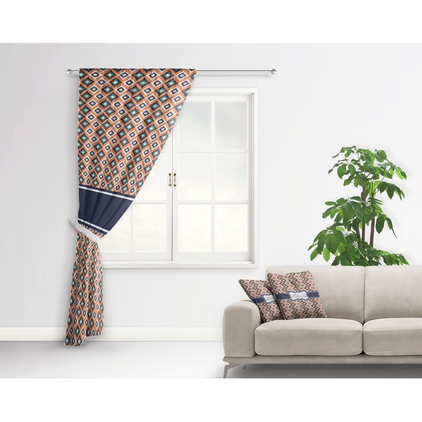 Tribal Curtain With Window and Rod - in Room Matching Pillow