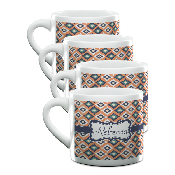 Custom Tribal Double Shot Espresso Cups - Set of 4 (Personalized)