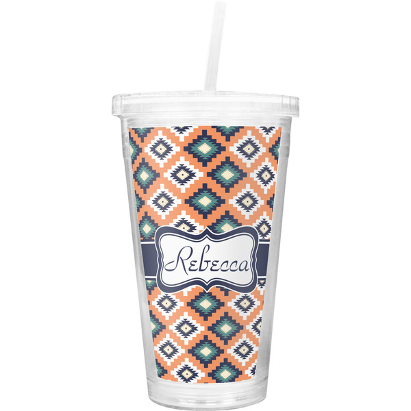 Custom Tribal Double Wall Tumbler with Straw (Personalized)