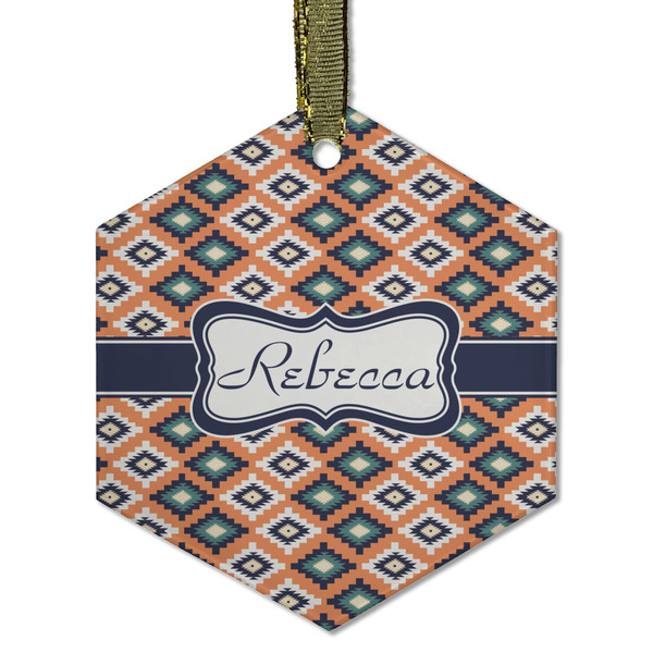 Custom Tribal Flat Glass Ornament - Hexagon w/ Name or Text