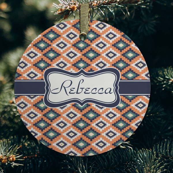Tribal Frosted Glass Ornament - Round (Lifestyle)
