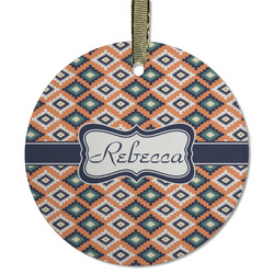 Tribal Flat Glass Ornament - Round w/ Name or Text