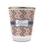 Tribal Glass Shot Glass - 1.5 oz - with Gold Rim - Set of 4 (Personalized)