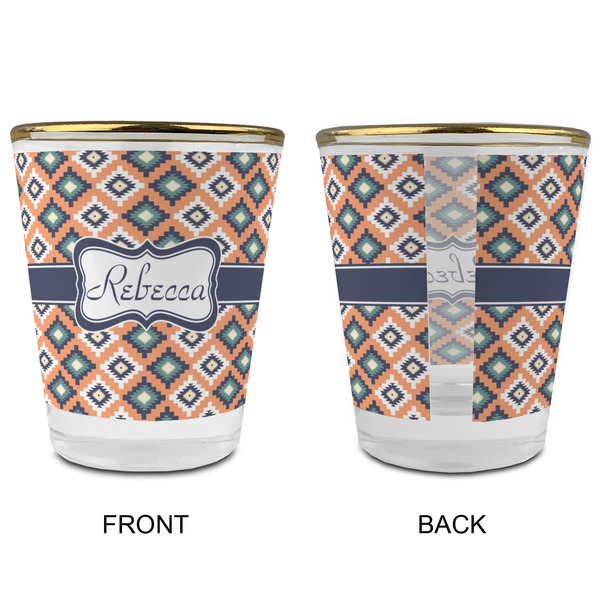 Tribal Glass Shot Glass - with gold rim - APPROVAL