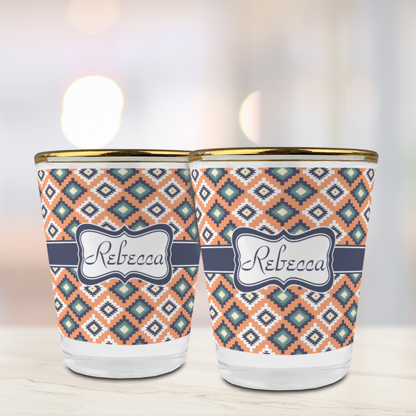 Tribal Glass Shot Glass - with gold rim - LIFESTYLE