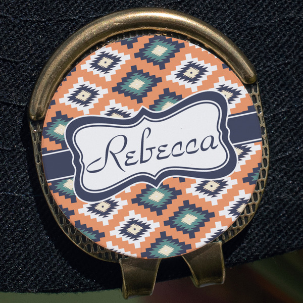 Tribal Golf Ball Marker Hat Clip - Gold - Close Up