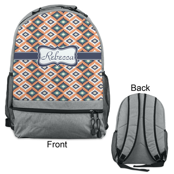 Tribal Large Backpack - Gray - Front & Back View