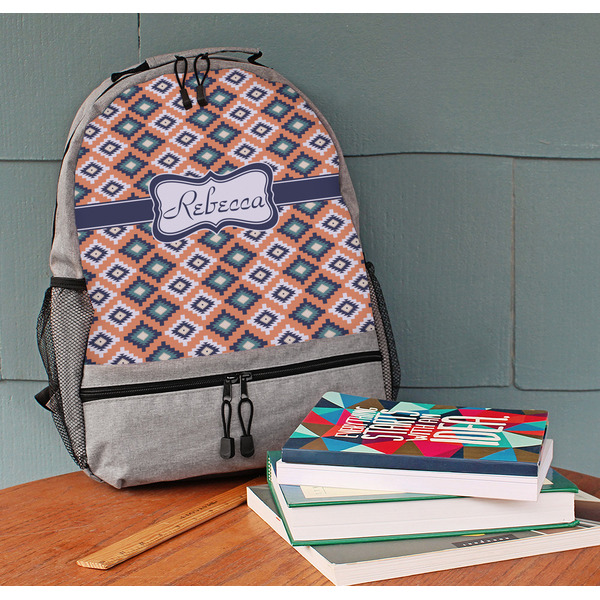 Tribal Large Backpack - Gray - On Desk