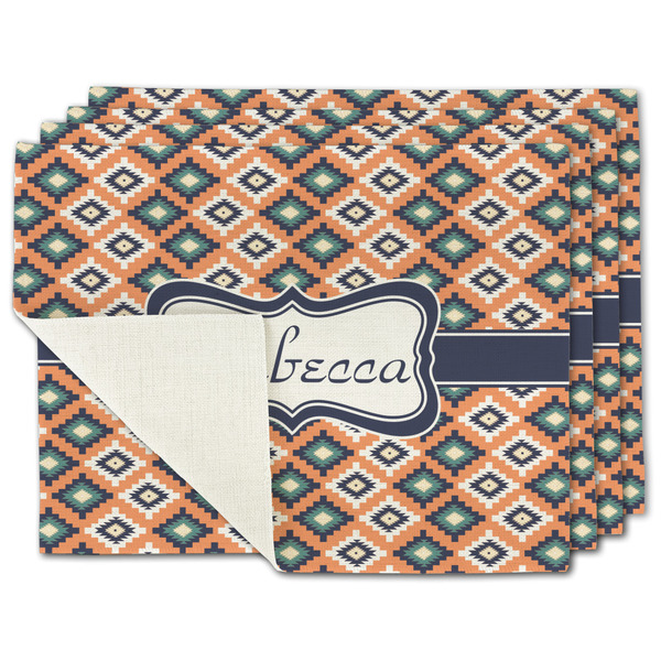 Custom Tribal Single-Sided Linen Placemat - Set of 4 w/ Name or Text