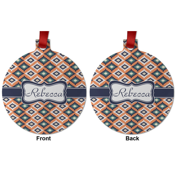 Tribal Metal Ball Ornament - Front and Back