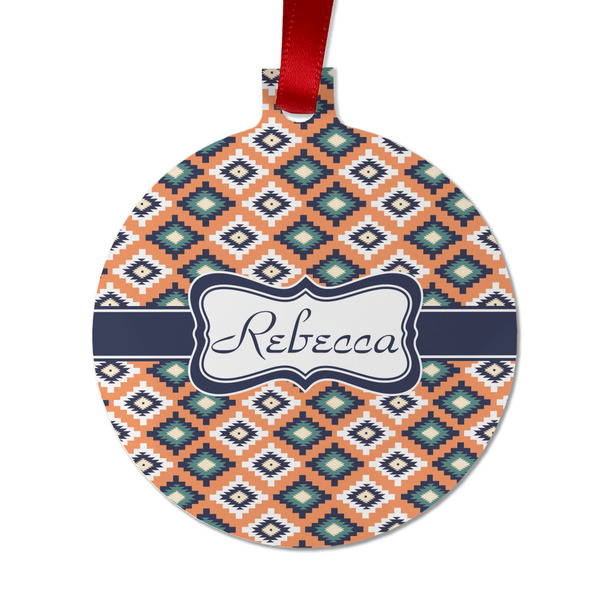 Custom Tribal Metal Ball Ornament - Double Sided w/ Name or Text