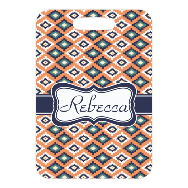 Tribal Metal Luggage Tag - Front Without Strap