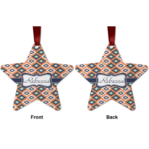 Tribal Metal Star Ornament - Front and Back