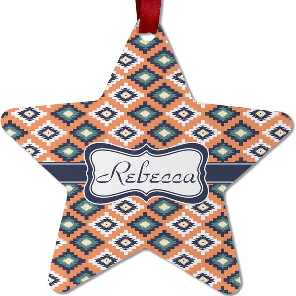 Custom Tribal Metal Star Ornament - Double Sided w/ Name or Text