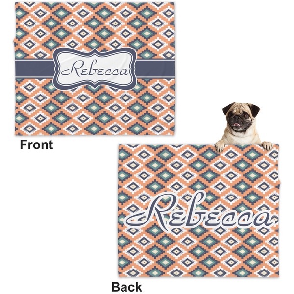 Tribal Microfleece Dog Blanket - Large- Front & Back