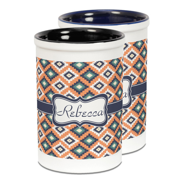 Custom Tribal Ceramic Pencil Holder - Large