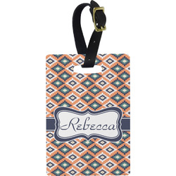Tribal Plastic Luggage Tag - Rectangular w/ Name or Text