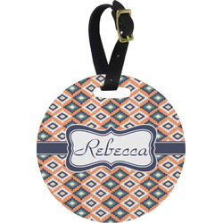 Tribal Plastic Luggage Tag - Round (Personalized)