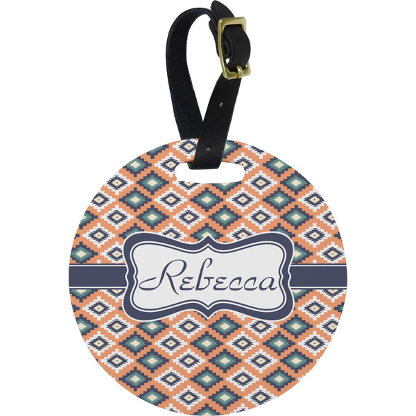 Custom Tribal Plastic Luggage Tag - Round (Personalized)