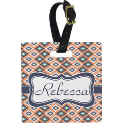 Tribal Plastic Luggage Tag - Square w/ Name or Text