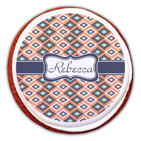 Tribal Printed Icing Circle - Large - On Cookie