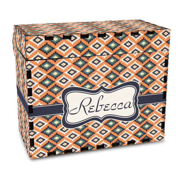 Custom Tribal Wood Recipe Box - Full Color Print (Personalized)