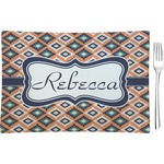 Tribal Rectangular Glass Appetizer / Dessert Plate - Single or Set (Personalized)