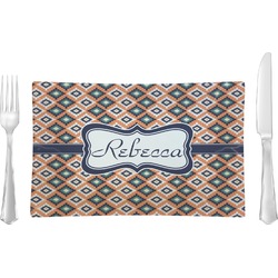 Tribal Rectangular Glass Lunch / Dinner Plate - Single or Set (Personalized)
