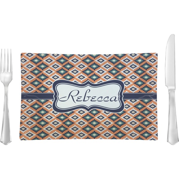 Custom Tribal Rectangular Glass Lunch / Dinner Plate - Single or Set (Personalized)