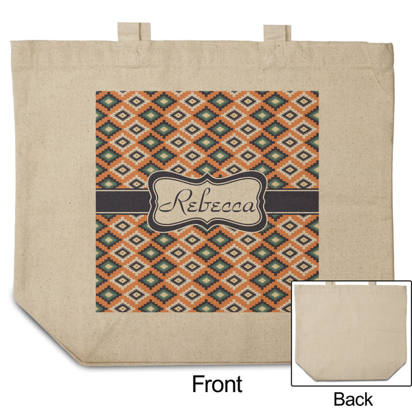 Tribal Reusable Cotton Grocery Bag - Front & Back View