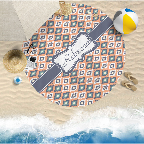 Tribal Round Beach Towel Lifestyle