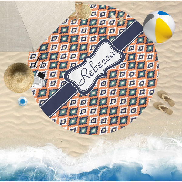 Tribal Round Beach Towel Lifestyle
