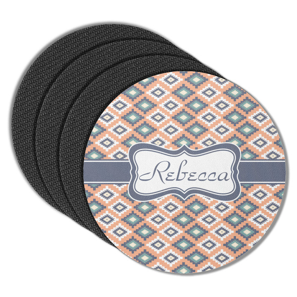 Custom Tribal Round Rubber Backed Coasters - Set of 4 (Personalized)