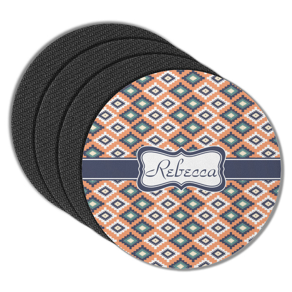Custom Tribal Round Rubber Backed Coasters - Set of 4 (Personalized)