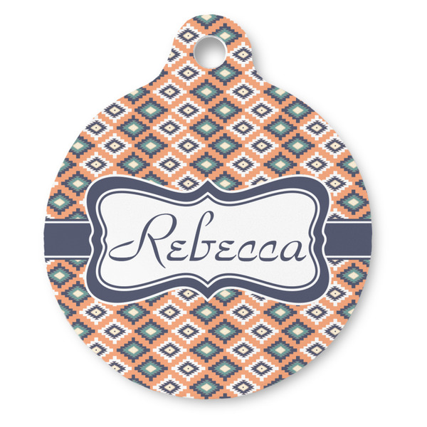 Custom Tribal Round Pet ID Tag - Large (Personalized)