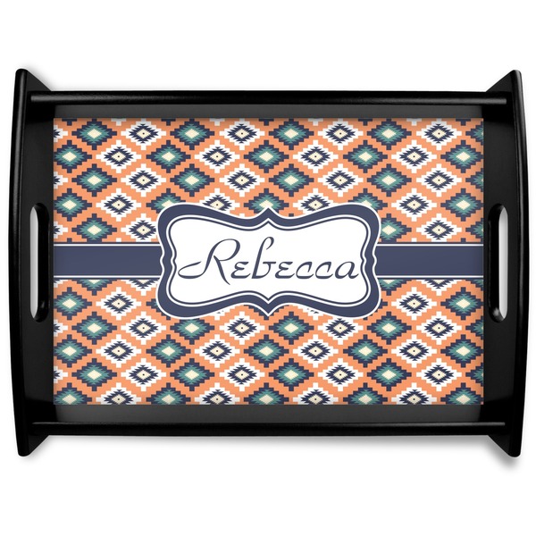Custom Tribal Black Wooden Tray - Large (Personalized)