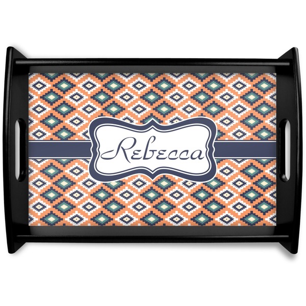 Custom Tribal Black Wooden Tray - Small (Personalized)