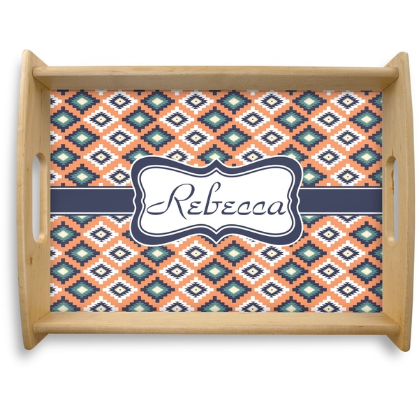 Custom Tribal Natural Wooden Tray - Large (Personalized)