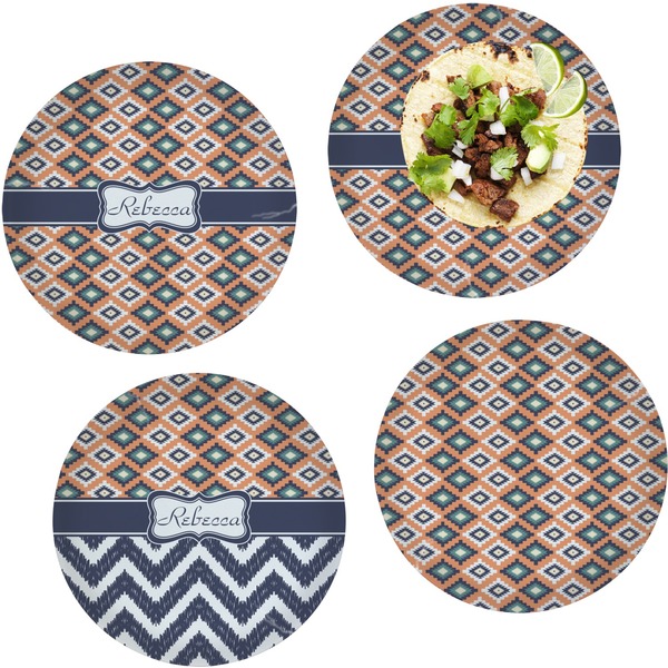 Custom Tribal Set of 4 Glass Lunch / Dinner Plate 10" (Personalized)