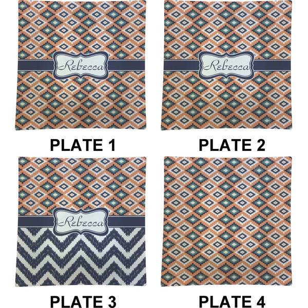 Tribal Set of Square Dinner Plates (Approval)